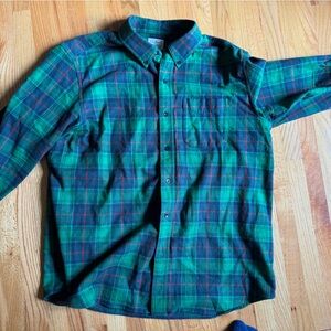 L.L. Bean Green Scoth Plaid Flannel Shirt XL
